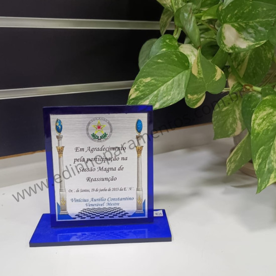Placa em Acrílico Azul